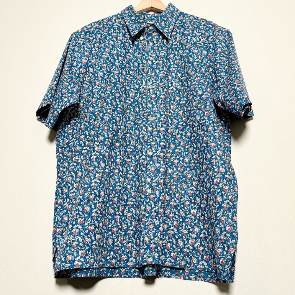Vintage Reyn Spooner Hawaiian Aloha Floral Cotton Blend Shirt Sz XL